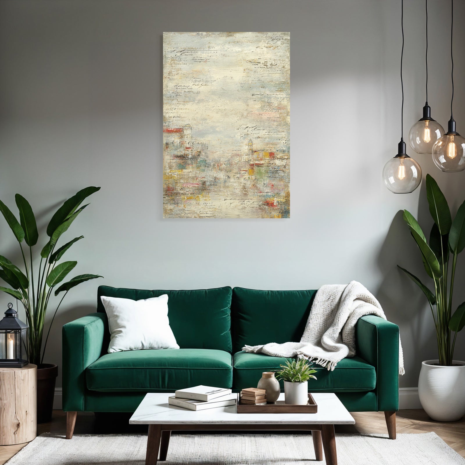 Vintage and shabby abstract art with textures and colorful elements