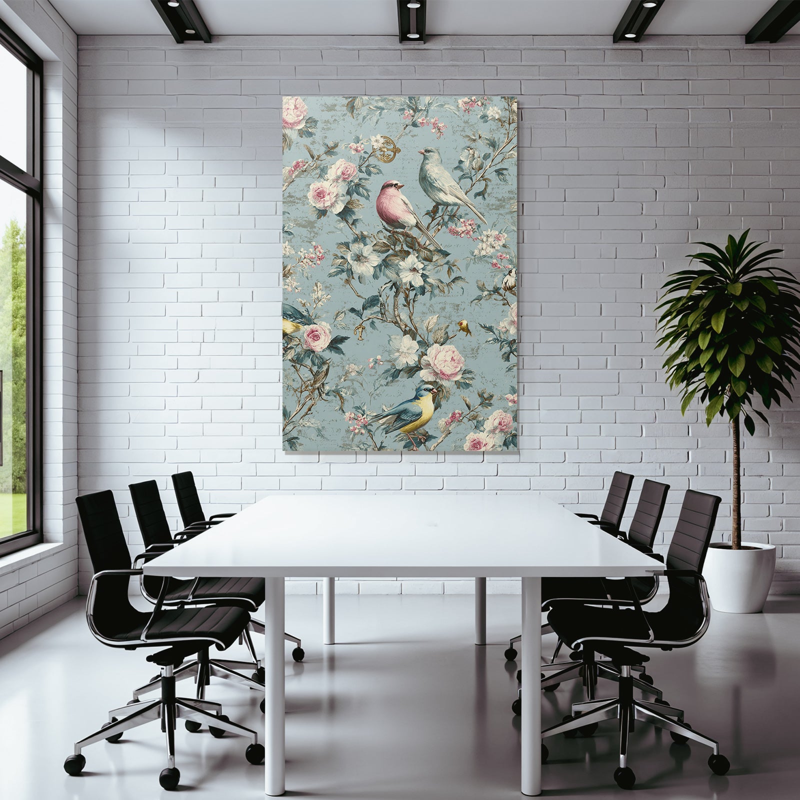 Vintage and shabby flowers with birds decoration