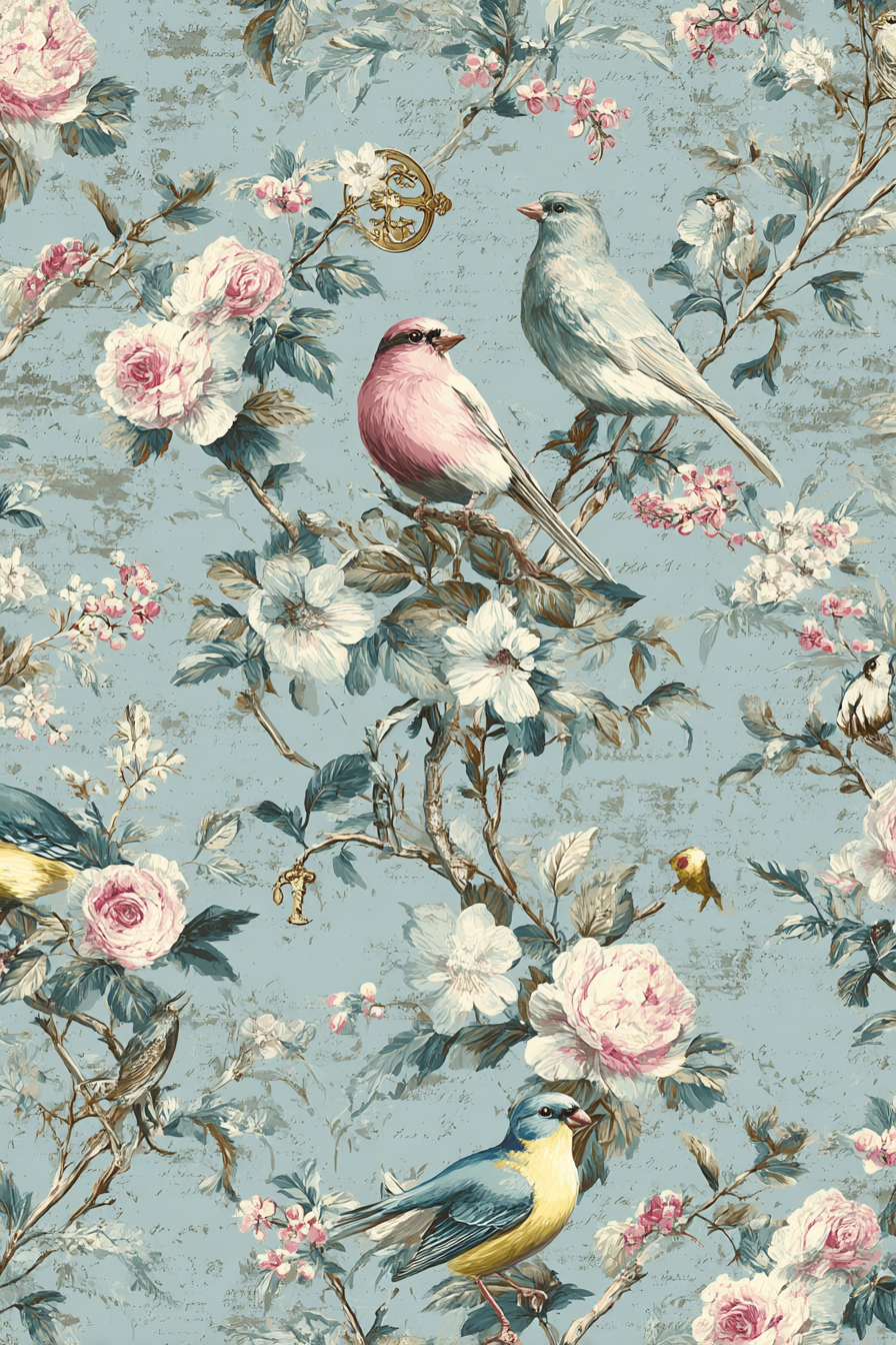 Vintage Und Shabby Blumen Mit Voegeln Dekoration | Vintage Shabby | Einrichtungsstile