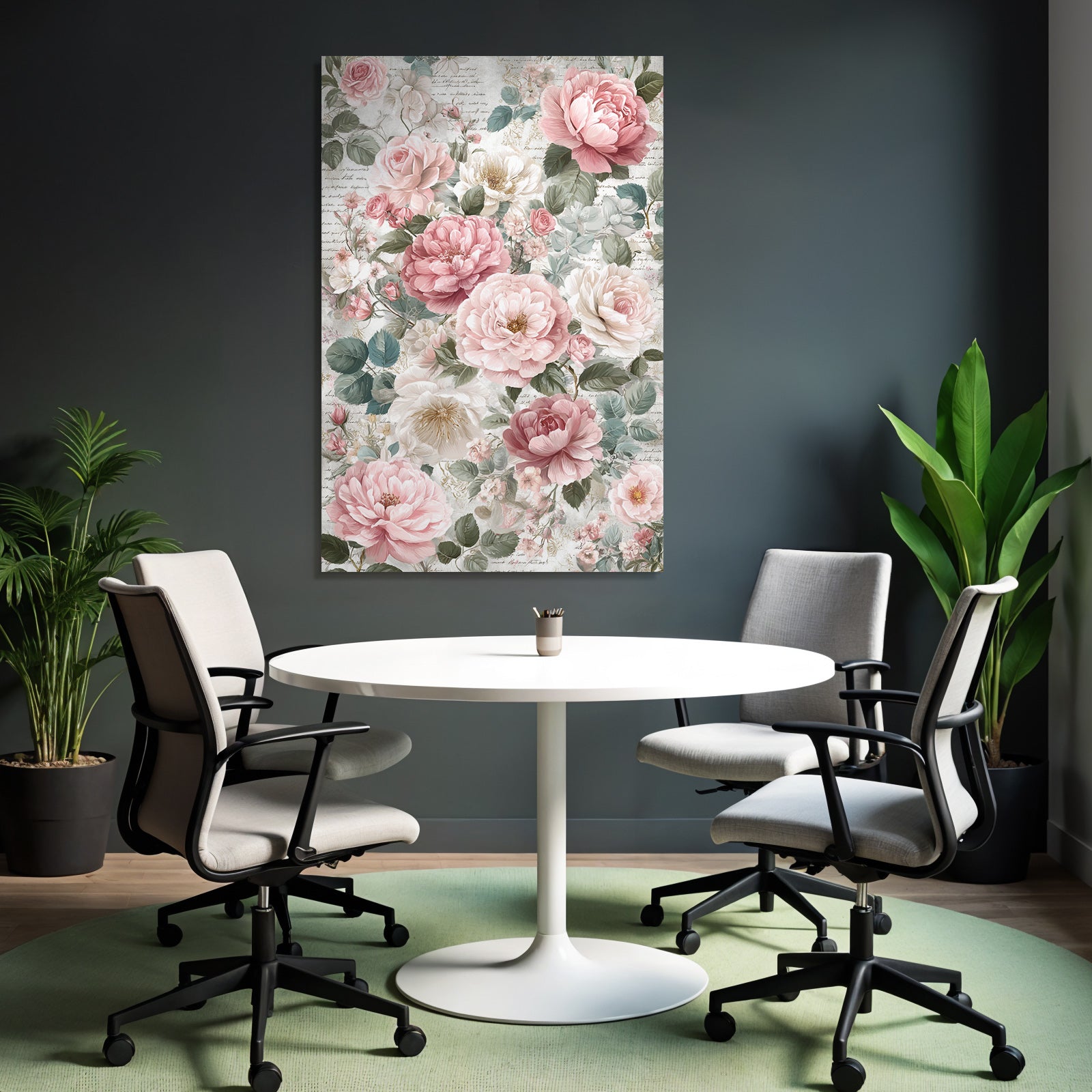 Vintage and shabby floral pattern with handwriting