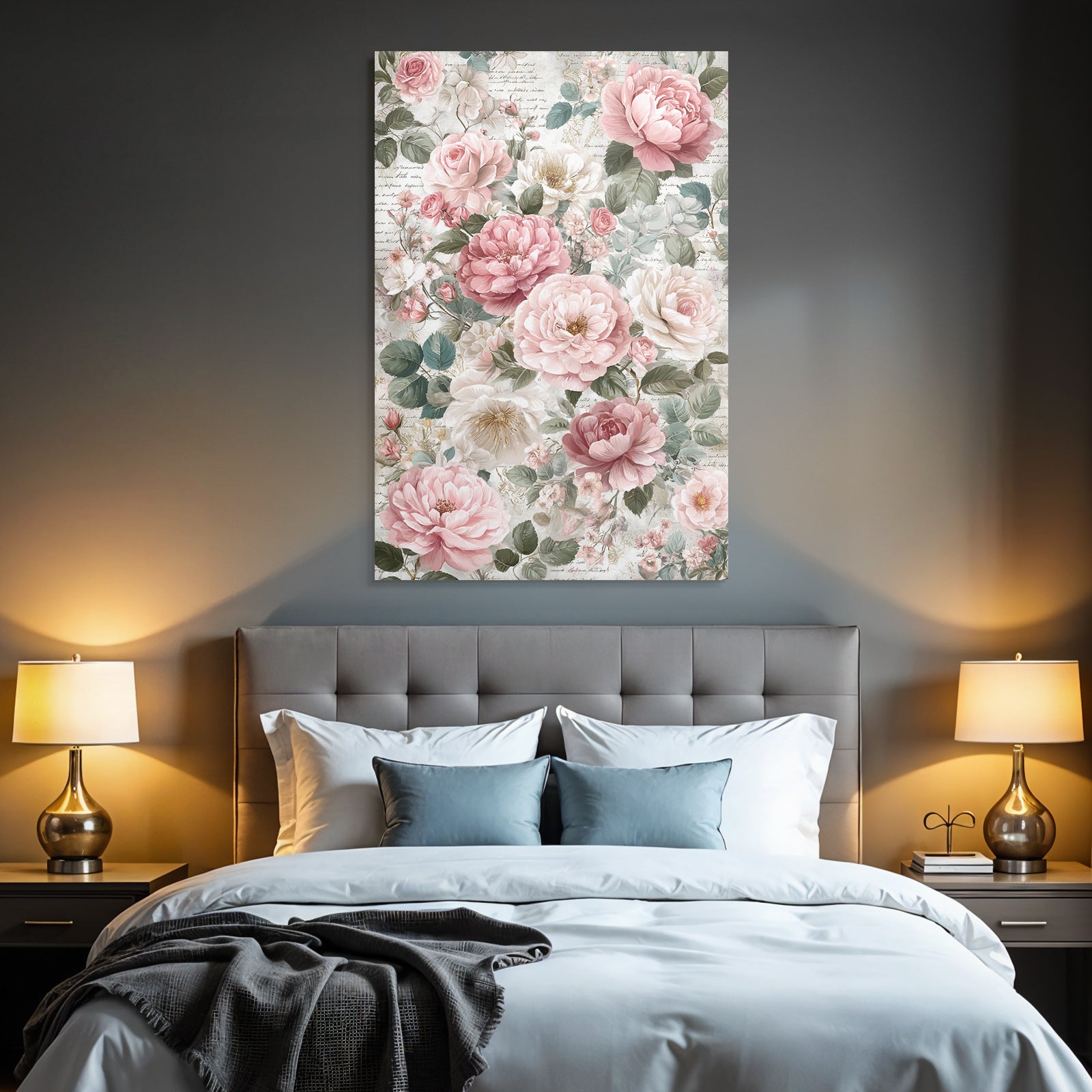 Vintage and shabby floral pattern with handwriting