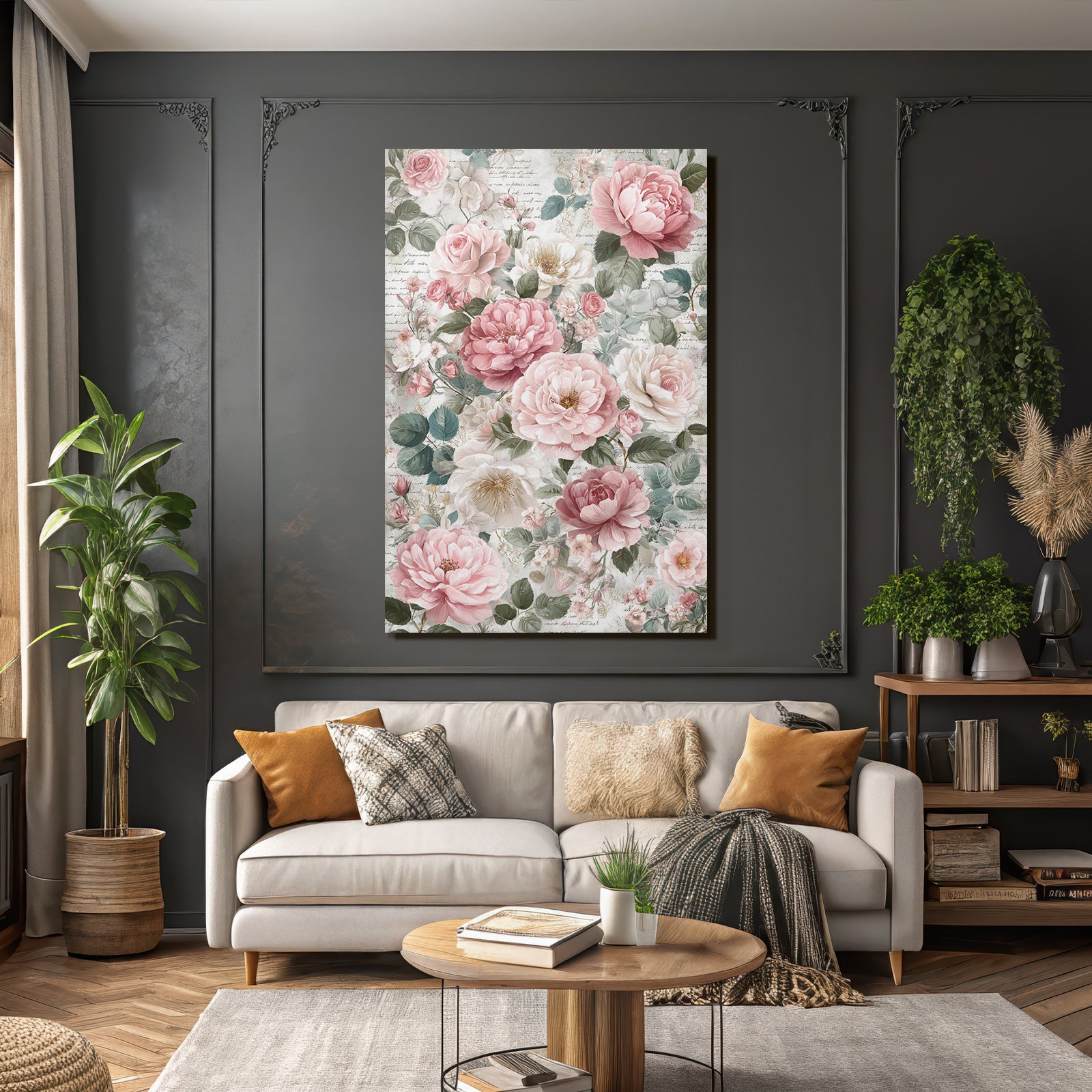 Vintage and shabby floral pattern with handwriting