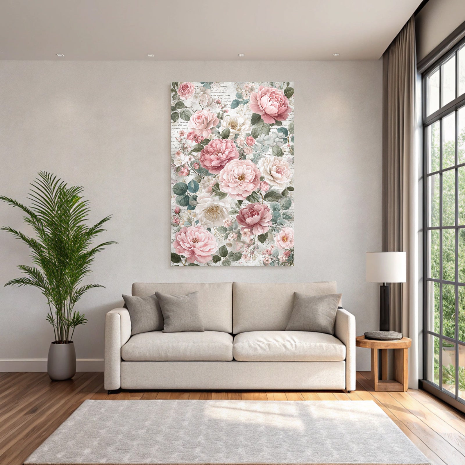 Vintage and shabby floral pattern with handwriting