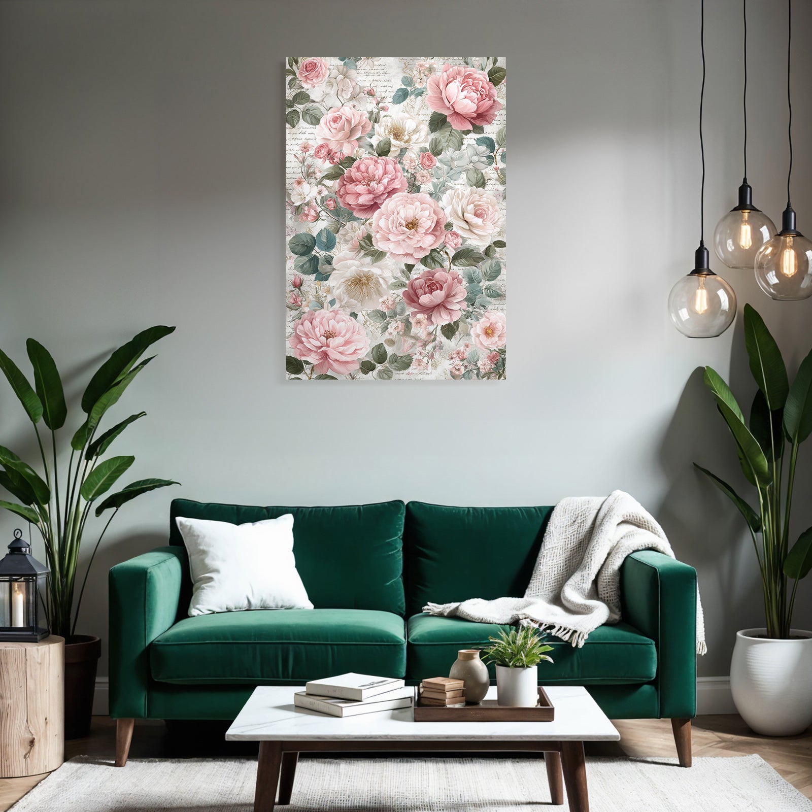 Vintage and shabby floral pattern with handwriting