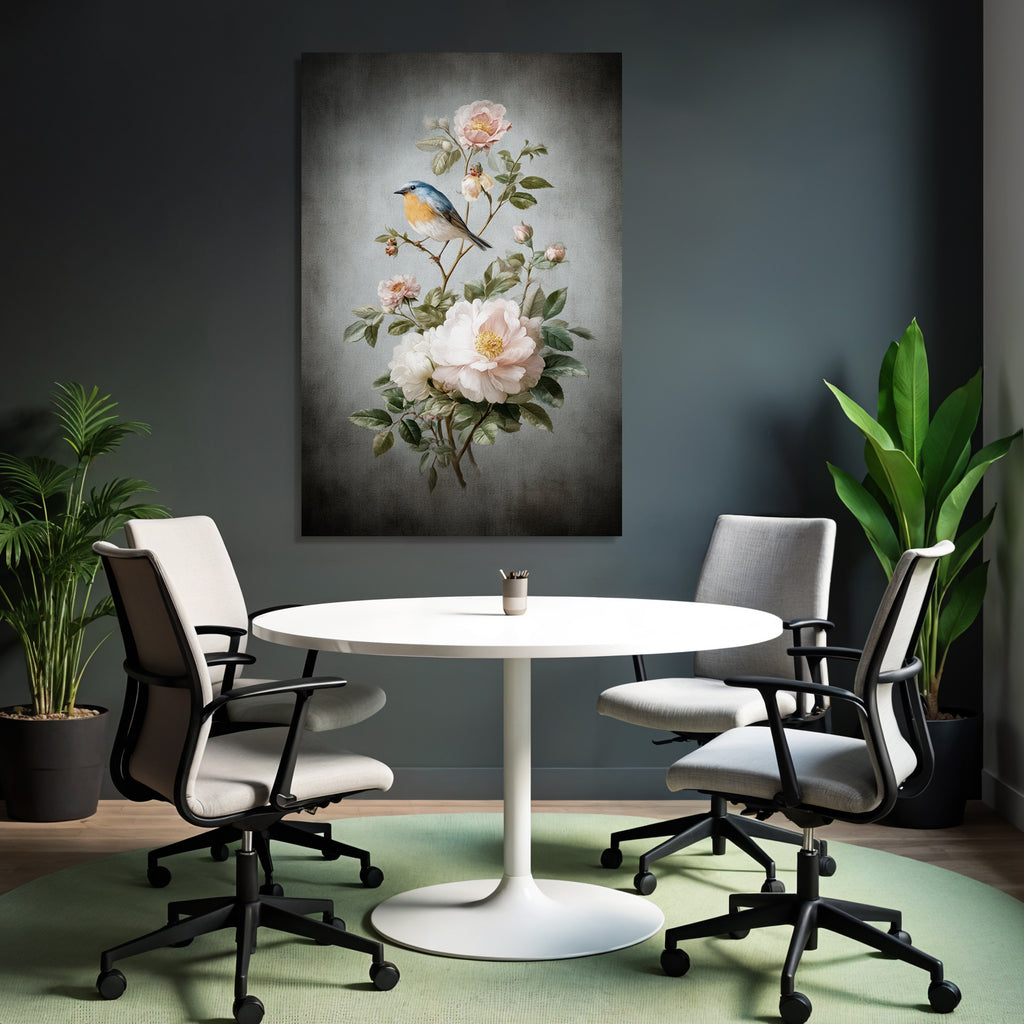 Vintage Und Shabby Botanische Illustration Vogel Und Blumen