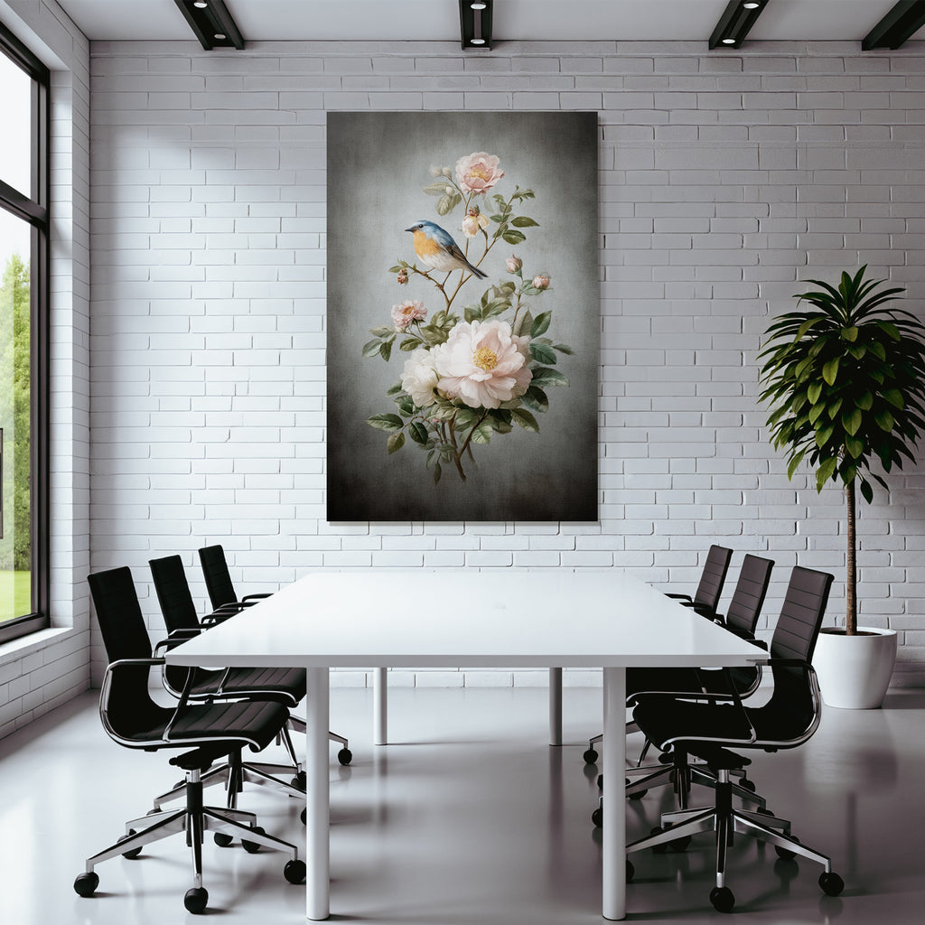 Vintage Und Shabby Botanische Illustration Vogel Und Blumen