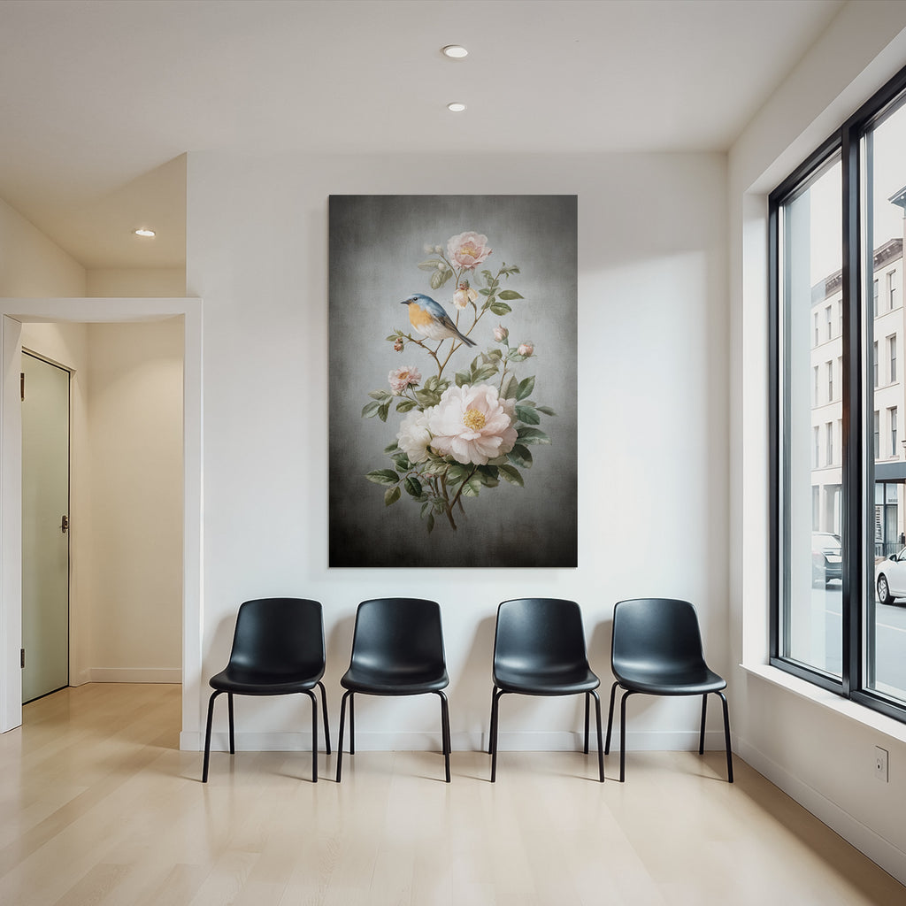 Vintage Und Shabby Botanische Illustration Vogel Und Blumen