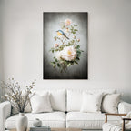 Vintage Und Shabby Botanische Illustration Vogel Und Blumen