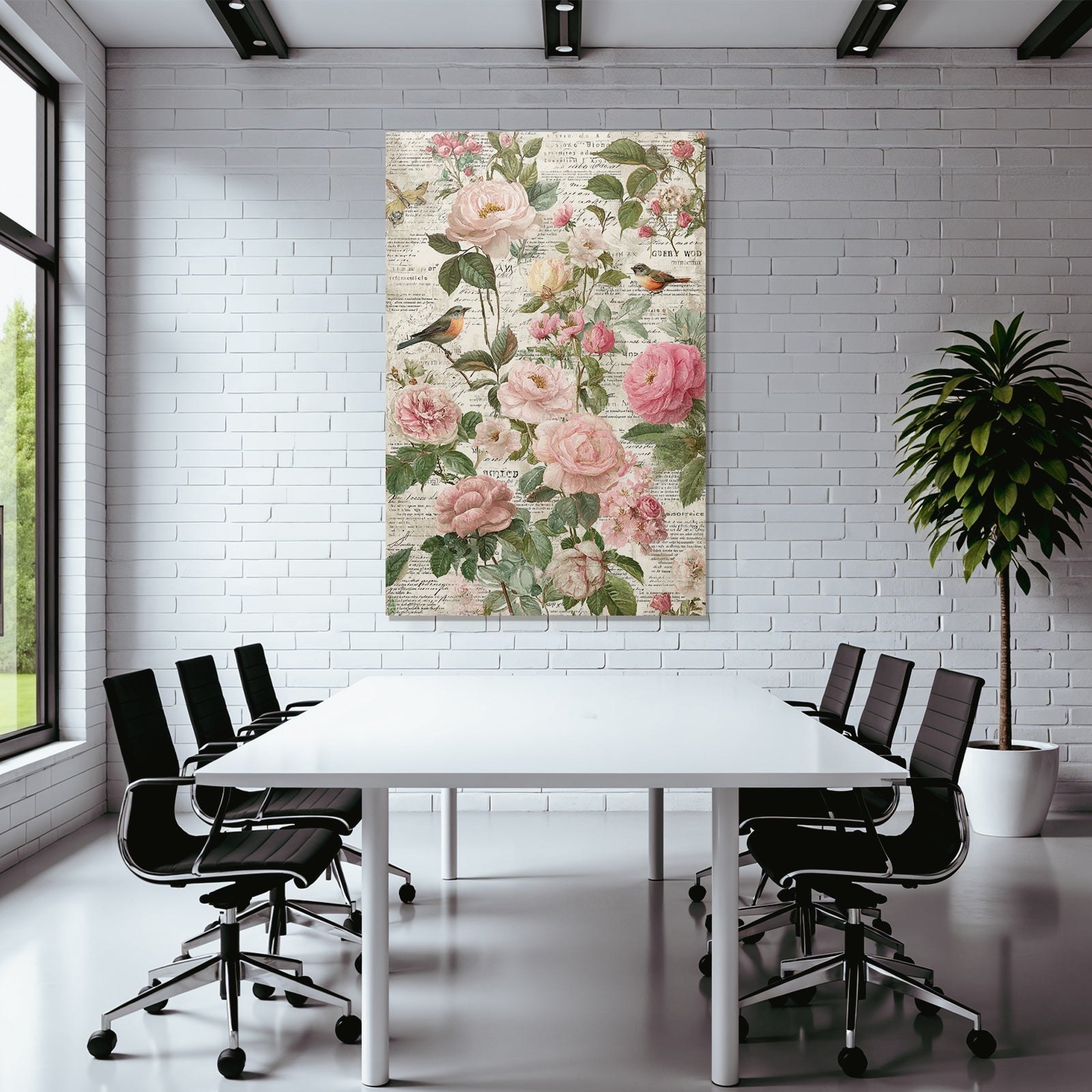 Vintage and shabby floral arrangement roses flowers vintage background bird