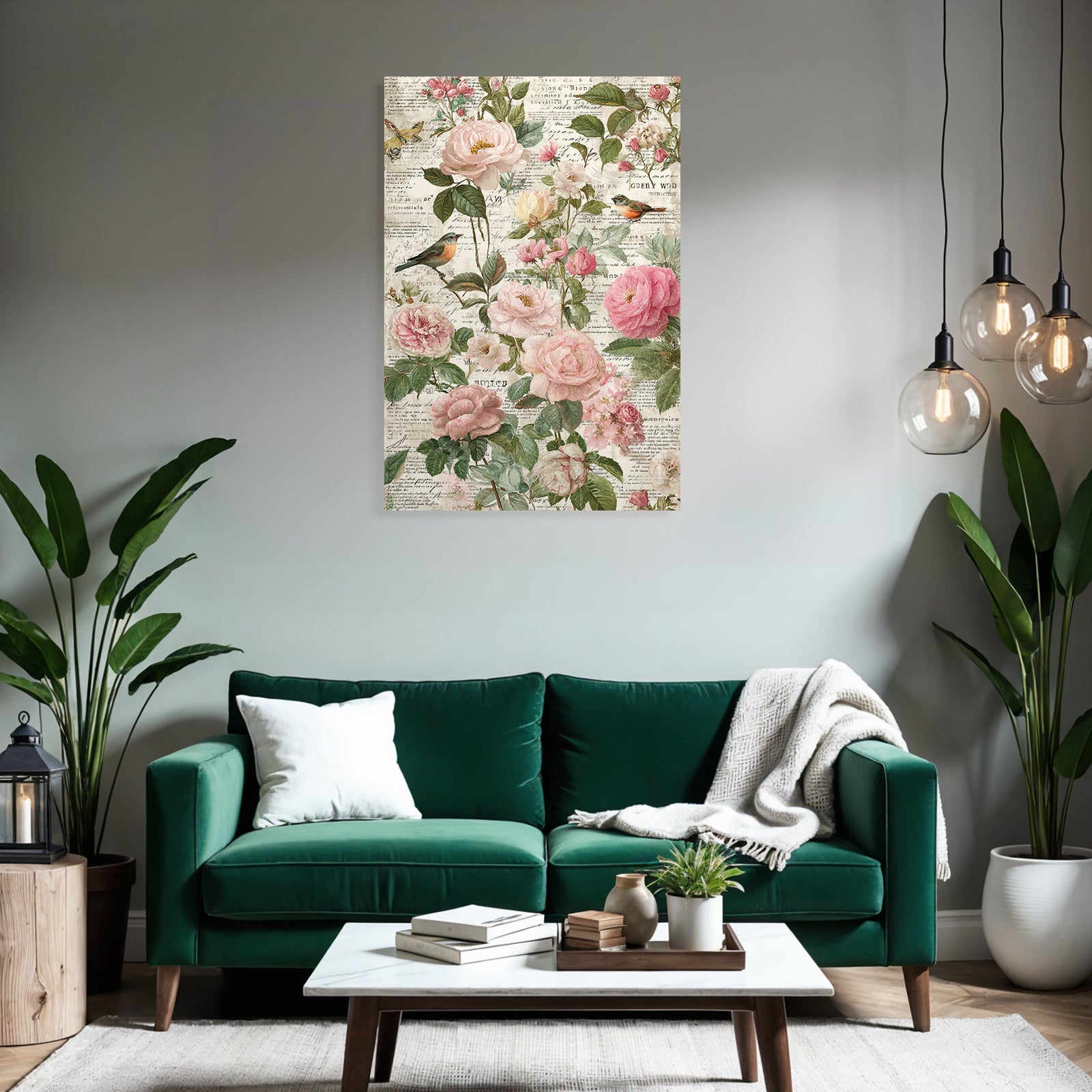 Vintage and shabby floral arrangement roses flowers vintage background bird
