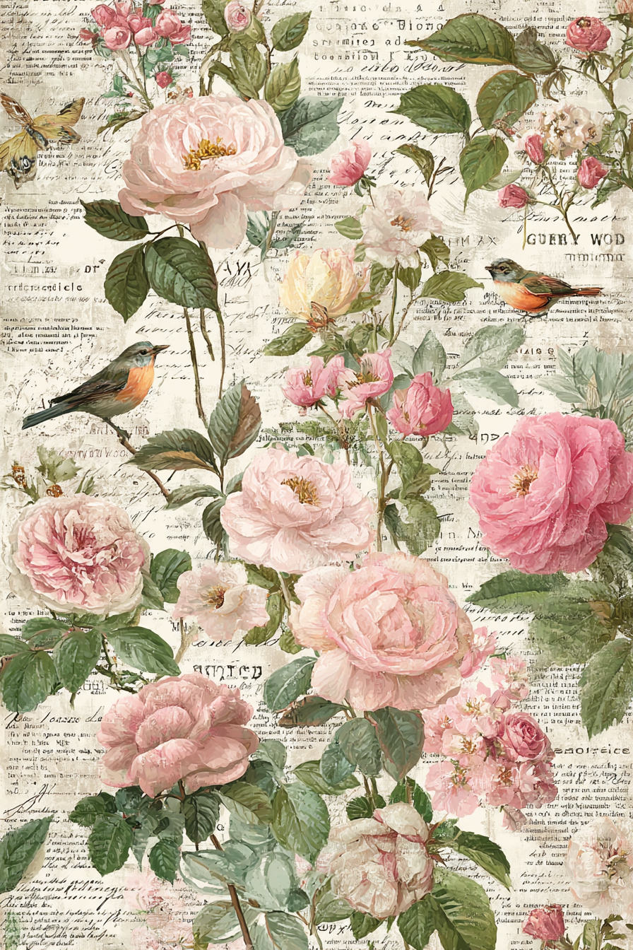 Vintage Und Shabby Floral Arrangement Rosen Blumen Vintage Hintergrund Vogel | Vintage Shabby | Einrichtungsstile