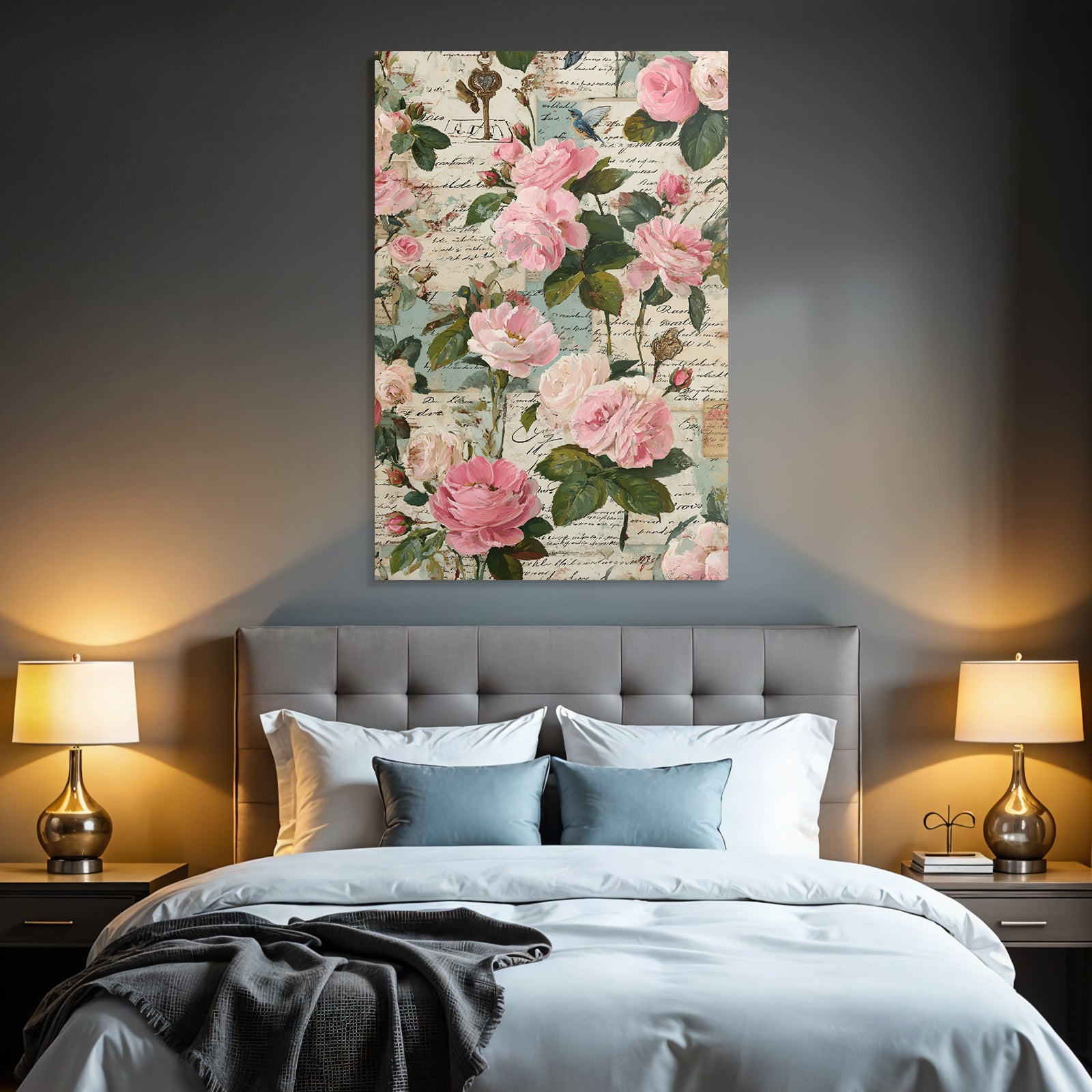 Vintage and shabby flower design with roses and vintage elements