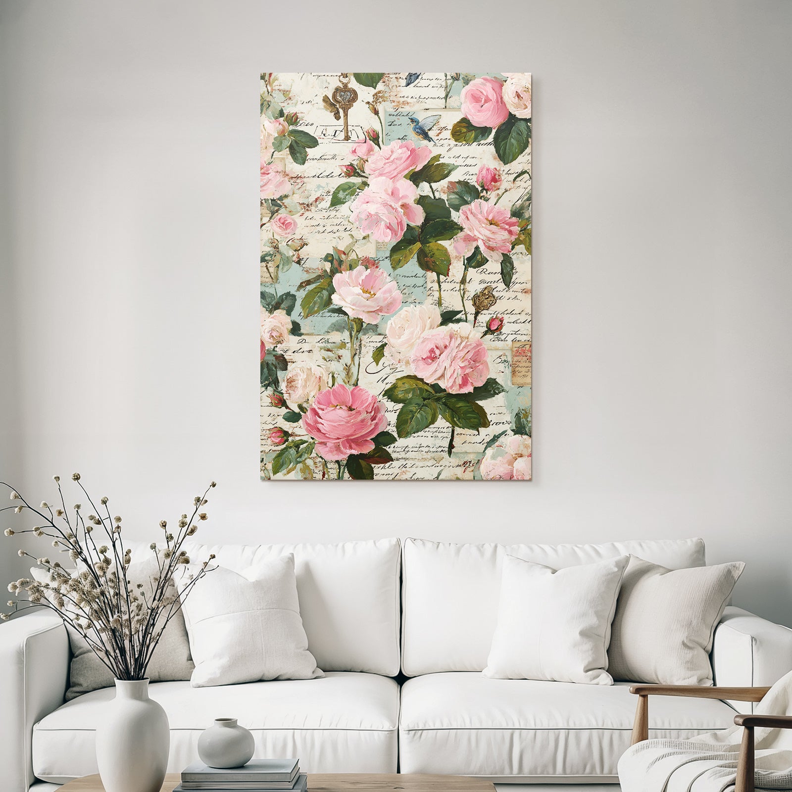Vintage and shabby flower design with roses and vintage elements
