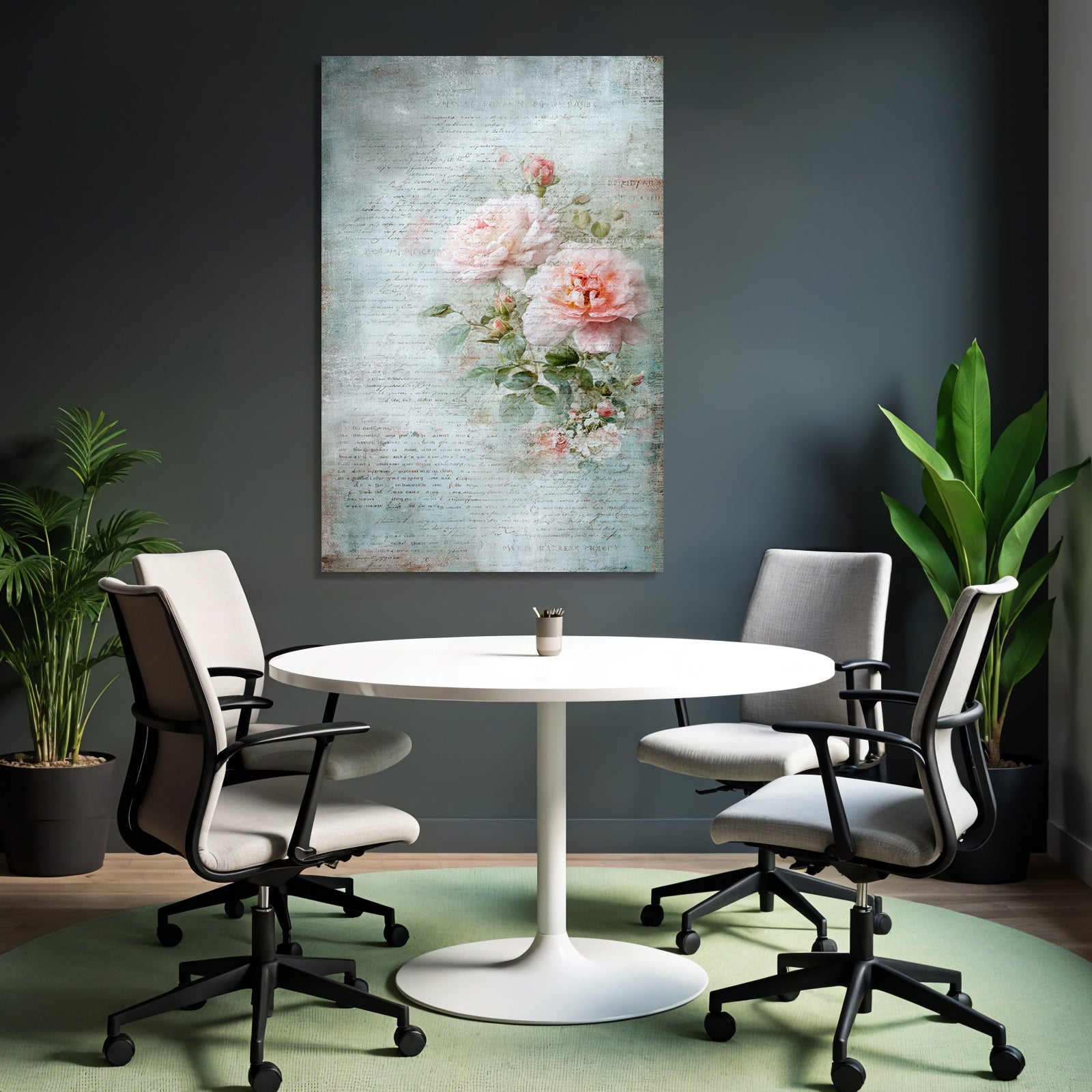 Vintage and shabby artwork with roses pastel colors vintage