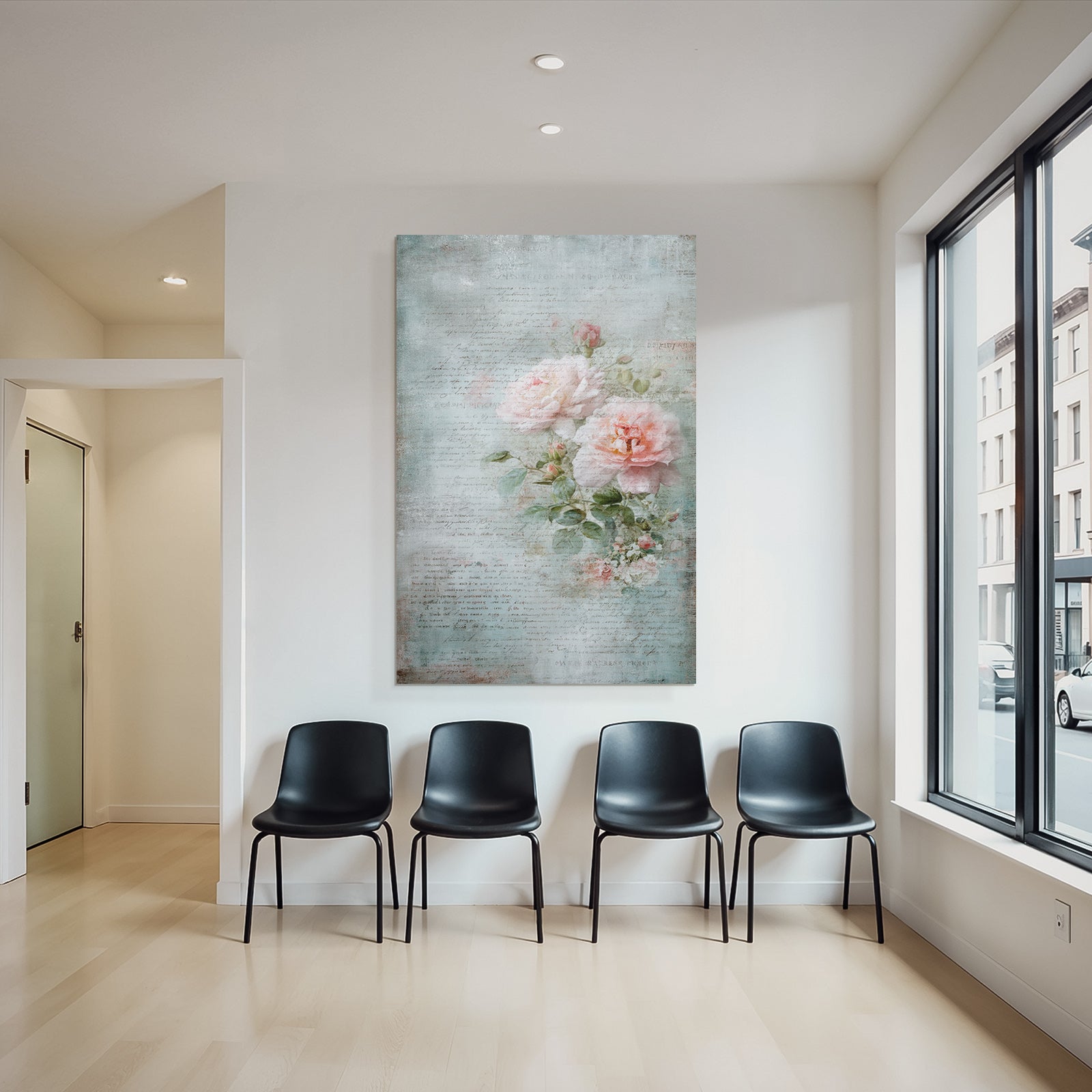 Vintage and shabby artwork with roses pastel colors vintage