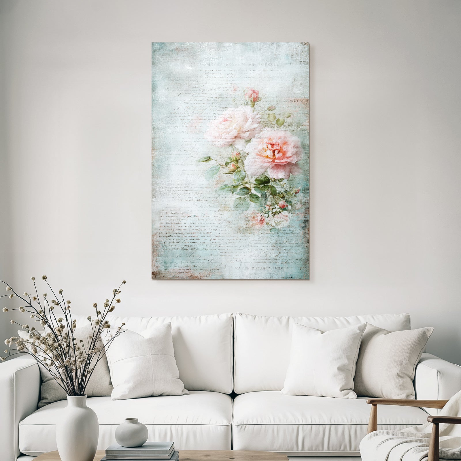 Vintage and shabby artwork with roses pastel colors vintage