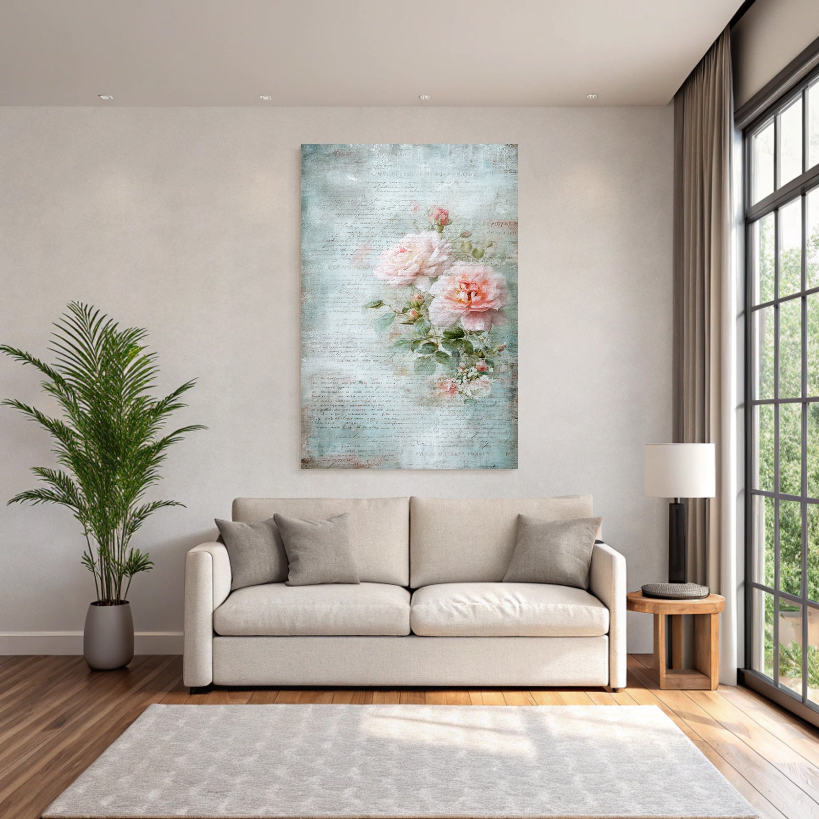 Vintage and shabby artwork with roses pastel colors vintage