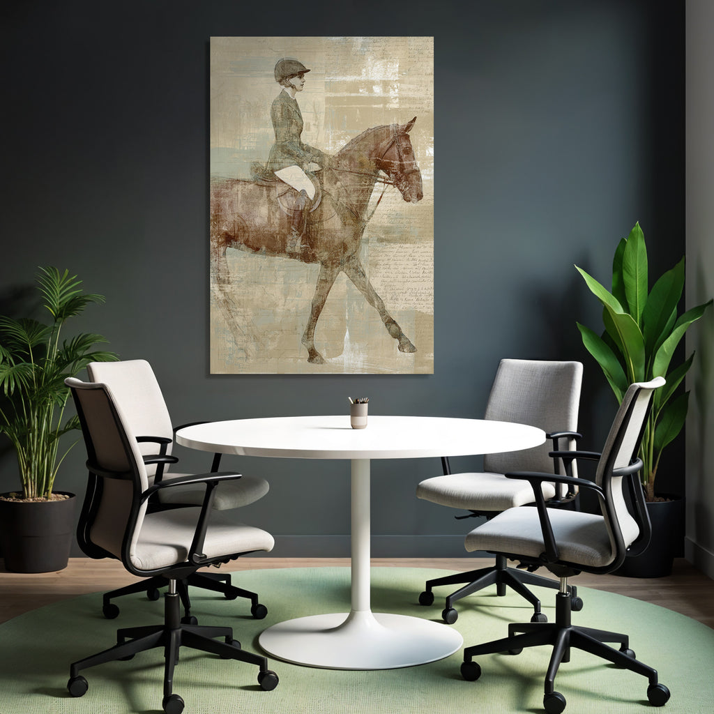 Vintage Und Shabby Person Reitet Pferd Vintage Kunst Digital