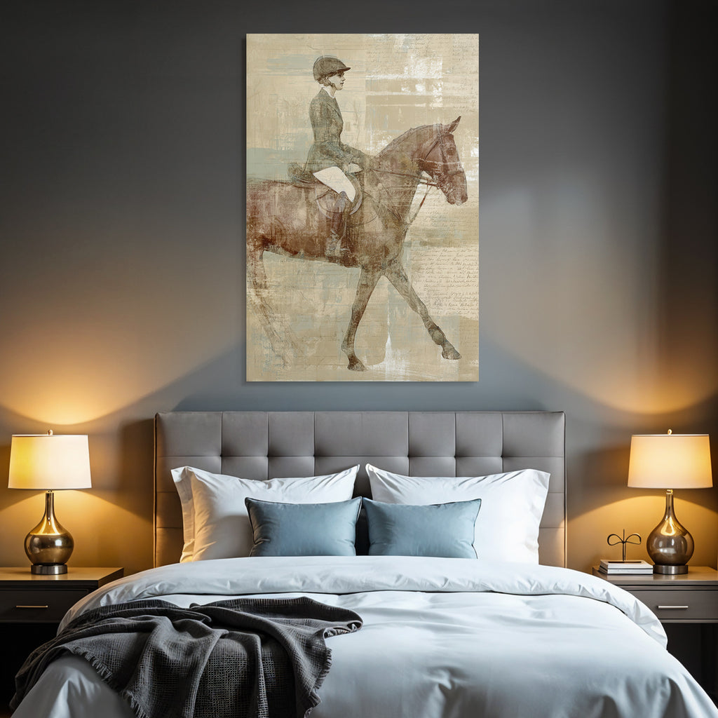 Vintage Und Shabby Person Reitet Pferd Vintage Kunst Digital