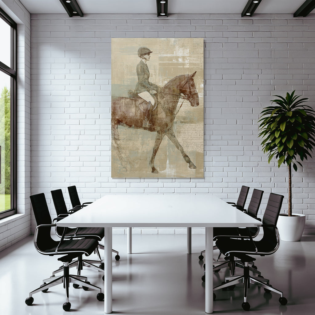 Vintage Und Shabby Person Reitet Pferd Vintage Kunst Digital