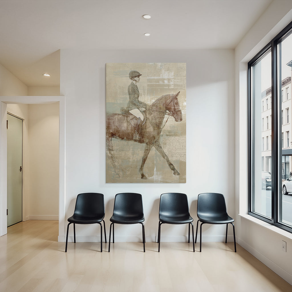 Vintage Und Shabby Person Reitet Pferd Vintage Kunst Digital