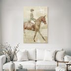 Vintage Und Shabby Person Reitet Pferd Vintage Kunst Digital