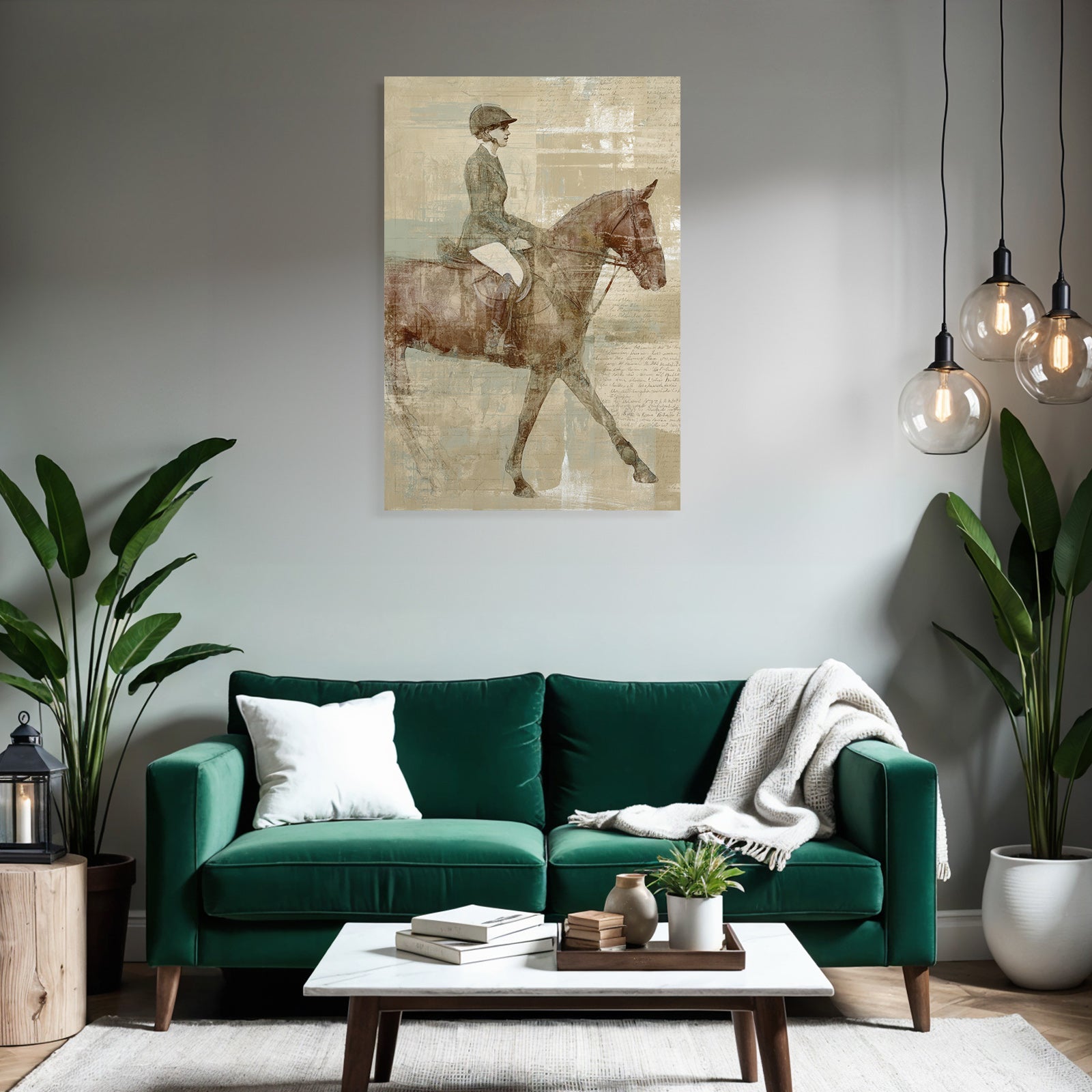 Vintage And Shabby Person Riding Horse Vintage Art Digital