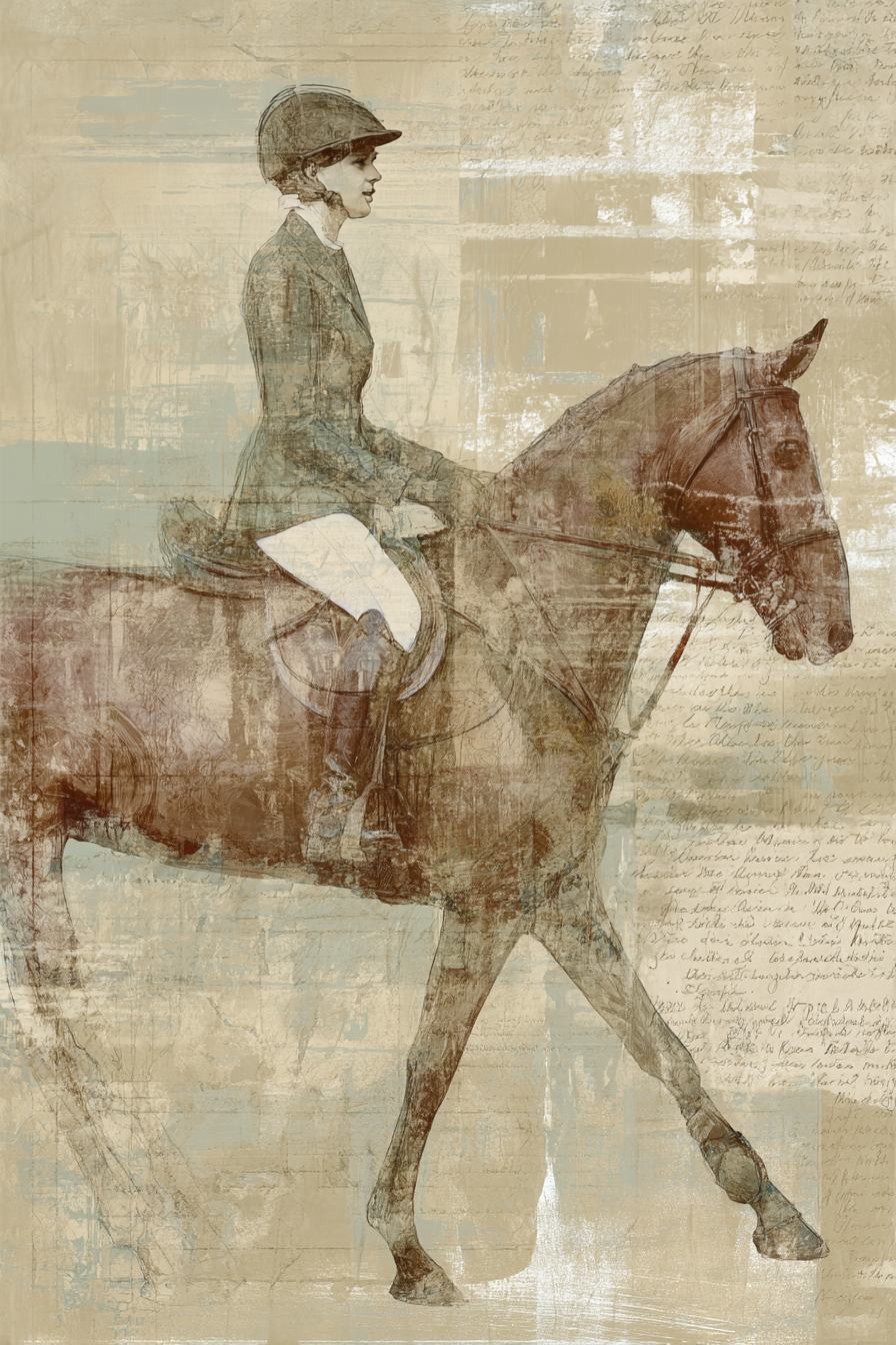 Vintage Und Shabby Person Reitet Pferd Vintage Kunst Digital | Vintage Shabby | Einrichtungsstile