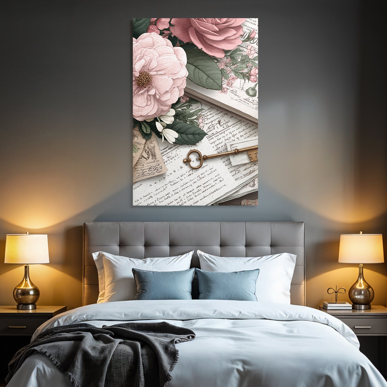 Vintage and shabby vintage elements collection flowers old documents and keys