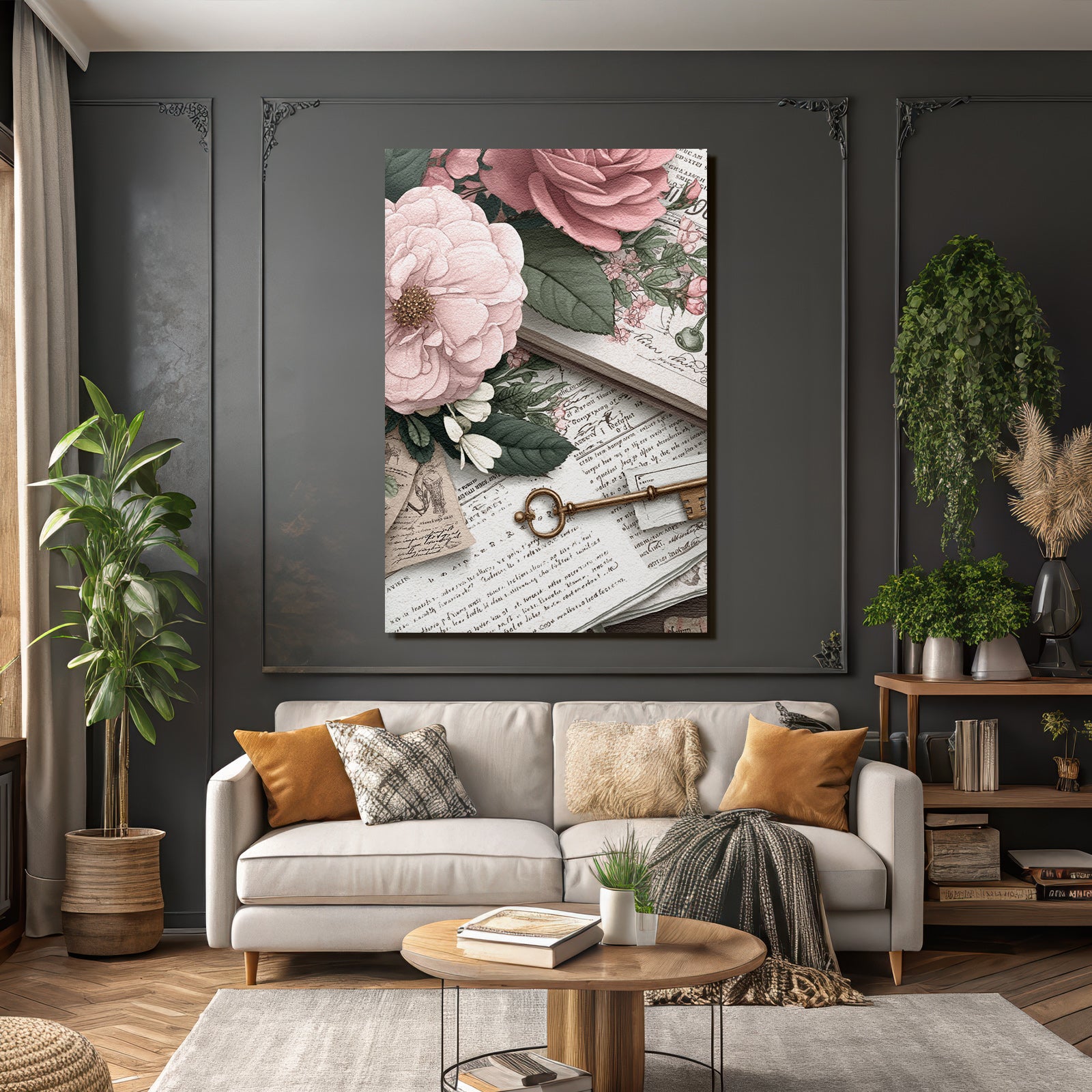 Vintage and shabby vintage elements collection flowers old documents and keys