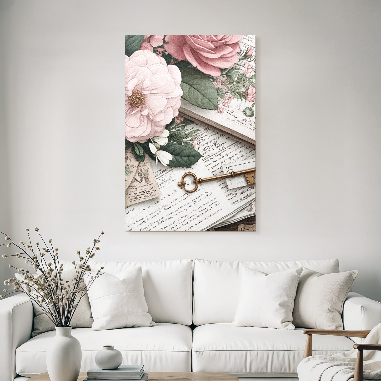 Vintage and shabby vintage elements collection flowers old documents and keys