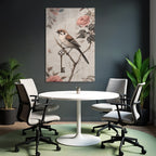 Vintage Und Shabby Vogel Auf Ast Immerzweig Mit Dekorativem Schluss Element