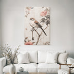 Vintage Und Shabby Vogel Auf Ast Immerzweig Mit Dekorativem Schluss Element