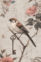 Vintage Und Shabby Vogel Auf Ast Immerzweig Mit Dekorativem Schluss Element | Vintage Shabby | Einrichtungsstile