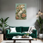 Vintage Und Shabby Weisses Pferd Blumen Hintergrund