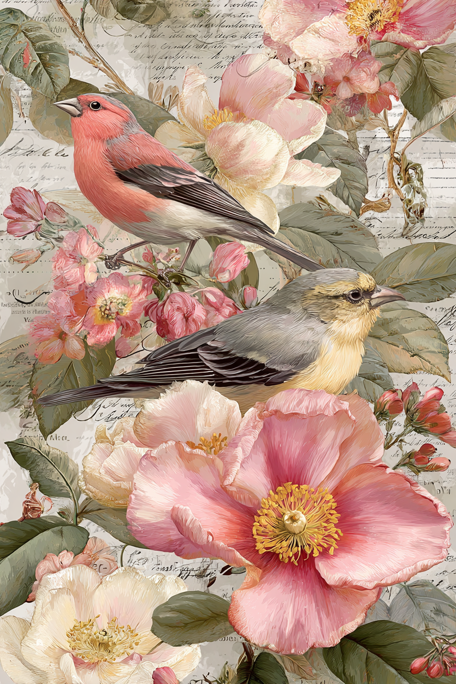 Vintage Und Shabby Zwei Voegel Blumen Elemente | Vintage Shabby | Einrichtungsstile