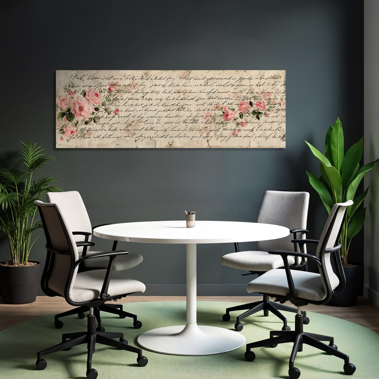 Vintage and shabby old message with cursive font and roses illustration