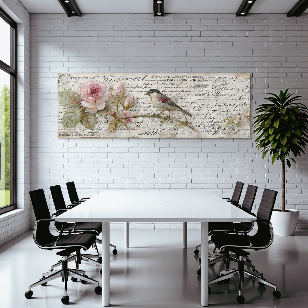 Vintage Und Shabby Blumen Illustration Vogel Vintage Hintergrund