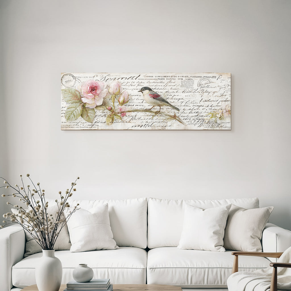 Vintage Und Shabby Blumen Illustration Vogel Vintage Hintergrund