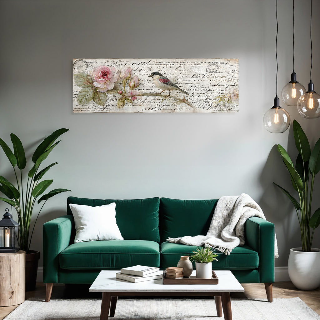 Vintage Und Shabby Blumen Illustration Vogel Vintage Hintergrund