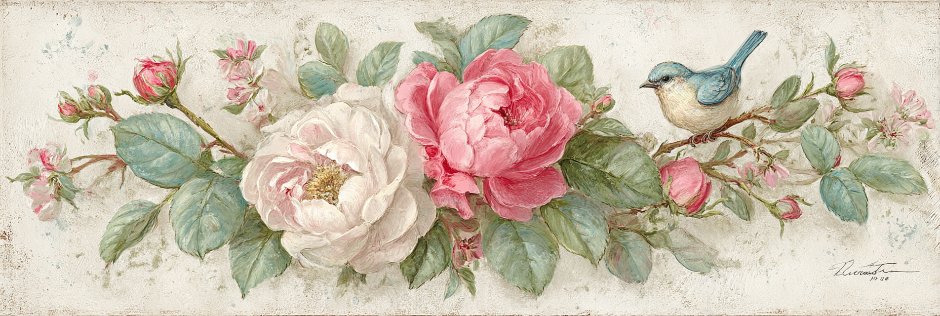 Vintage Und Shabby Blumen Und Vogel Gemalt | Vintage Shabby | Einrichtungsstile