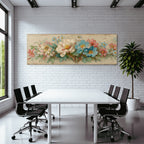 Vintage Und Shabby Blumengemalde Pink Blau Weiss Gruene Blaetter Vintage Stil