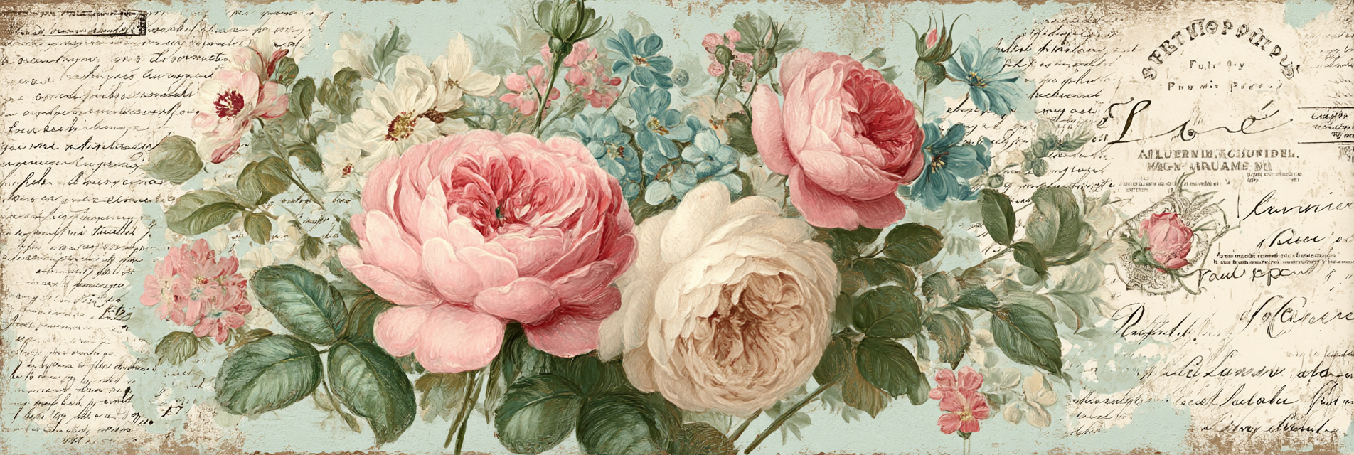 Vintage Und Shabby Blumige Anordnung Vintage Kunst Mit Text Und Texturen | Vintage Shabby | Einrichtungsstile