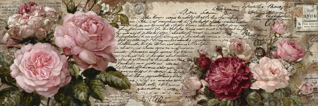 Vintage Und Shabby Collage Von Rosen Handgeschriebener Text Vintage Briefe Nostalgie | Vintage Shabby | Einrichtungsstile