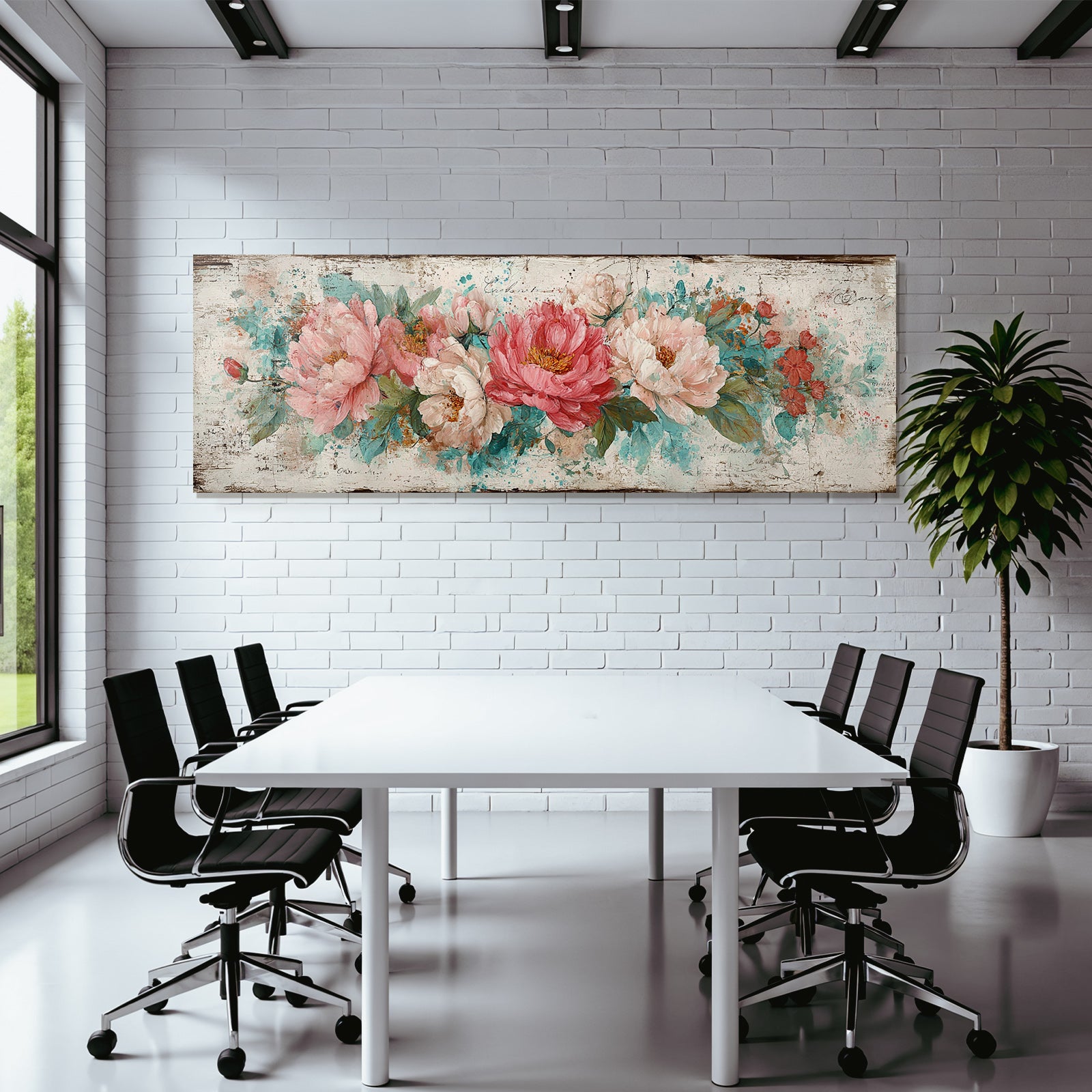 Vintage and shabby decorative illustration with peonies and colorful background