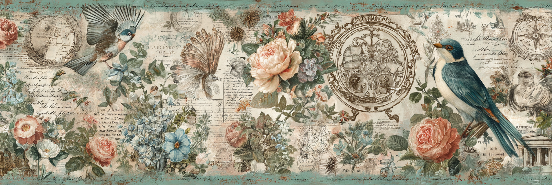 Vintage Und Shabby Dekorative Vogel Blumen Vintage Komposition | Vintage Shabby | Einrichtungsstile