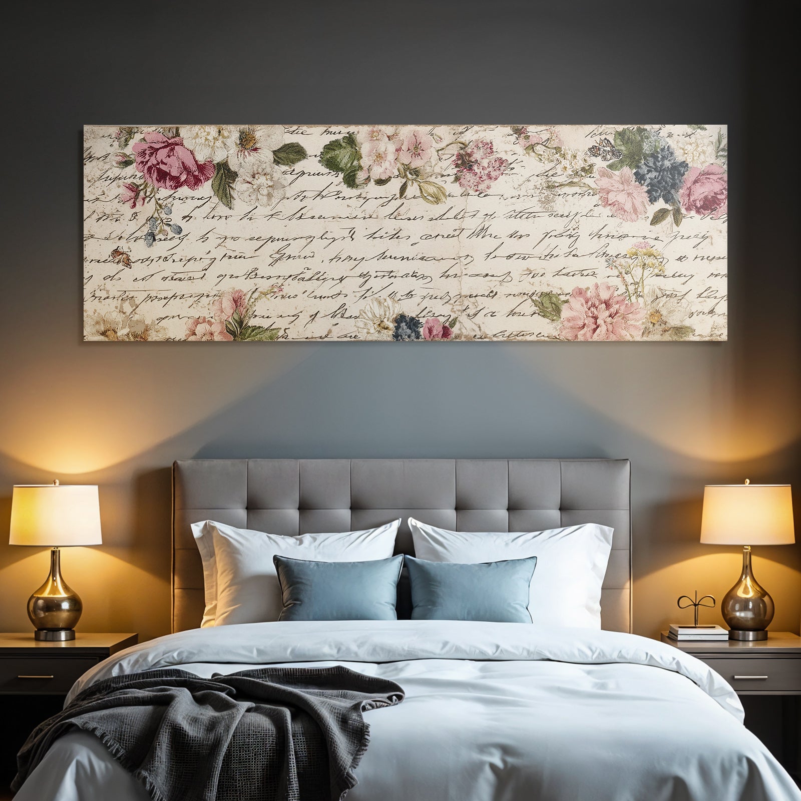 Vintage and shabby floral design hand written text