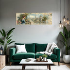 Vintage Und Shabby Junge Frau Mit Paris Hintergrund Blumen Skizzen Vintage