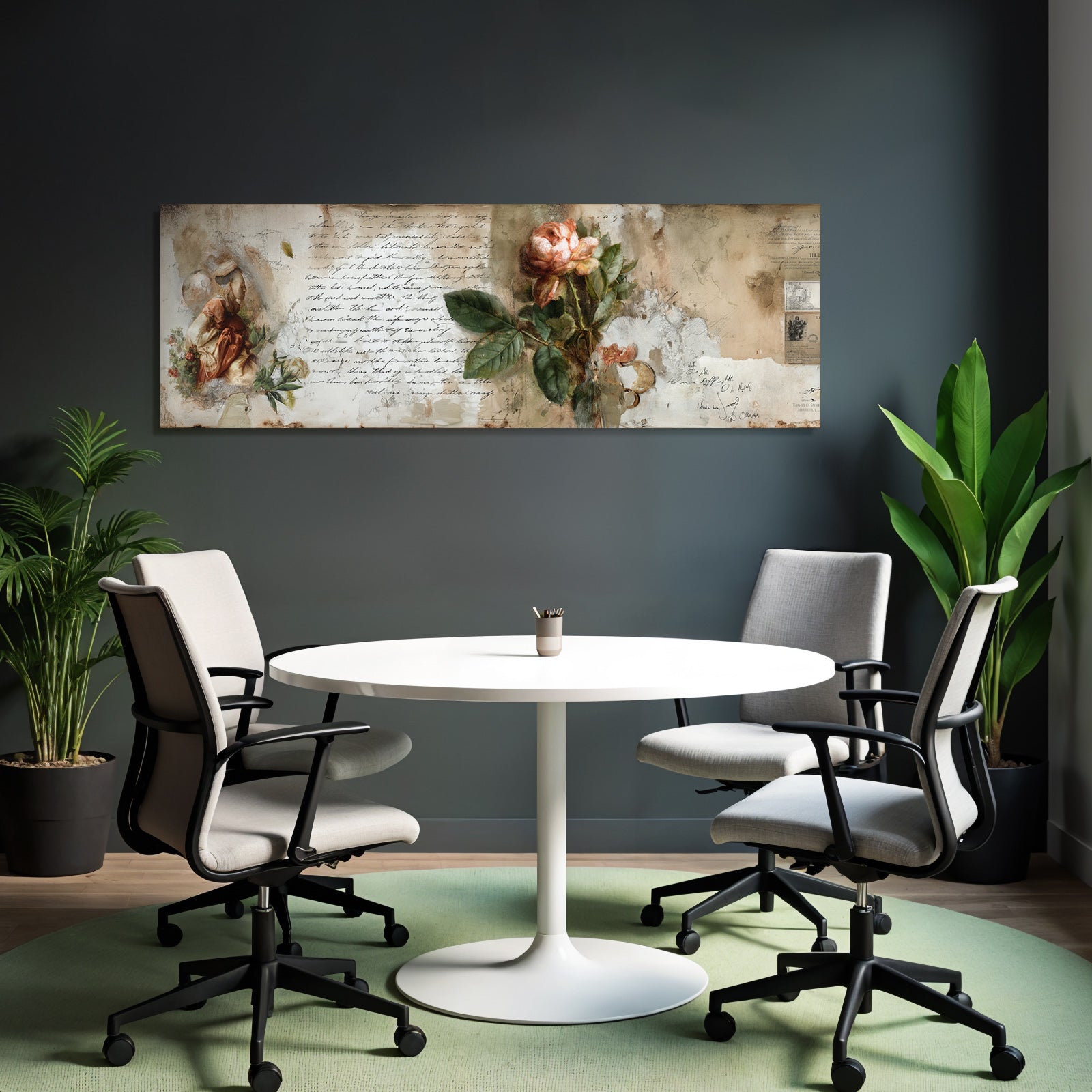 Vintage and shabby creative art with floral motifs and vintage aesthetics