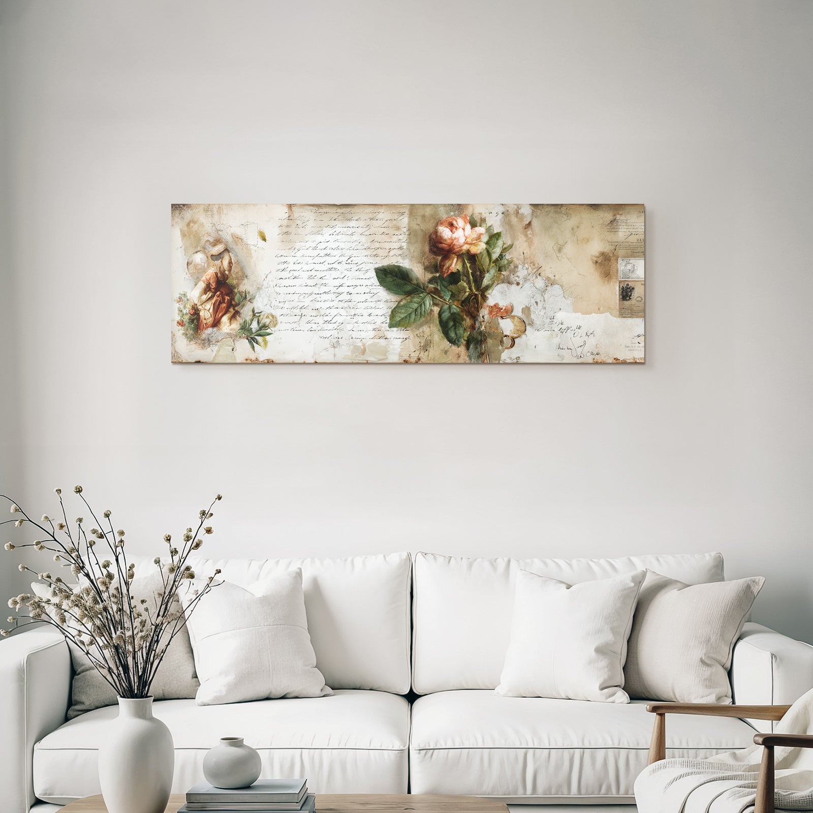 Vintage and shabby creative art with floral motifs and vintage aesthetics